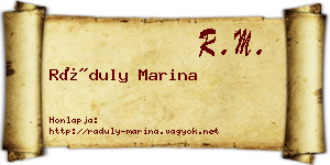 Ráduly Marina névjegykártya